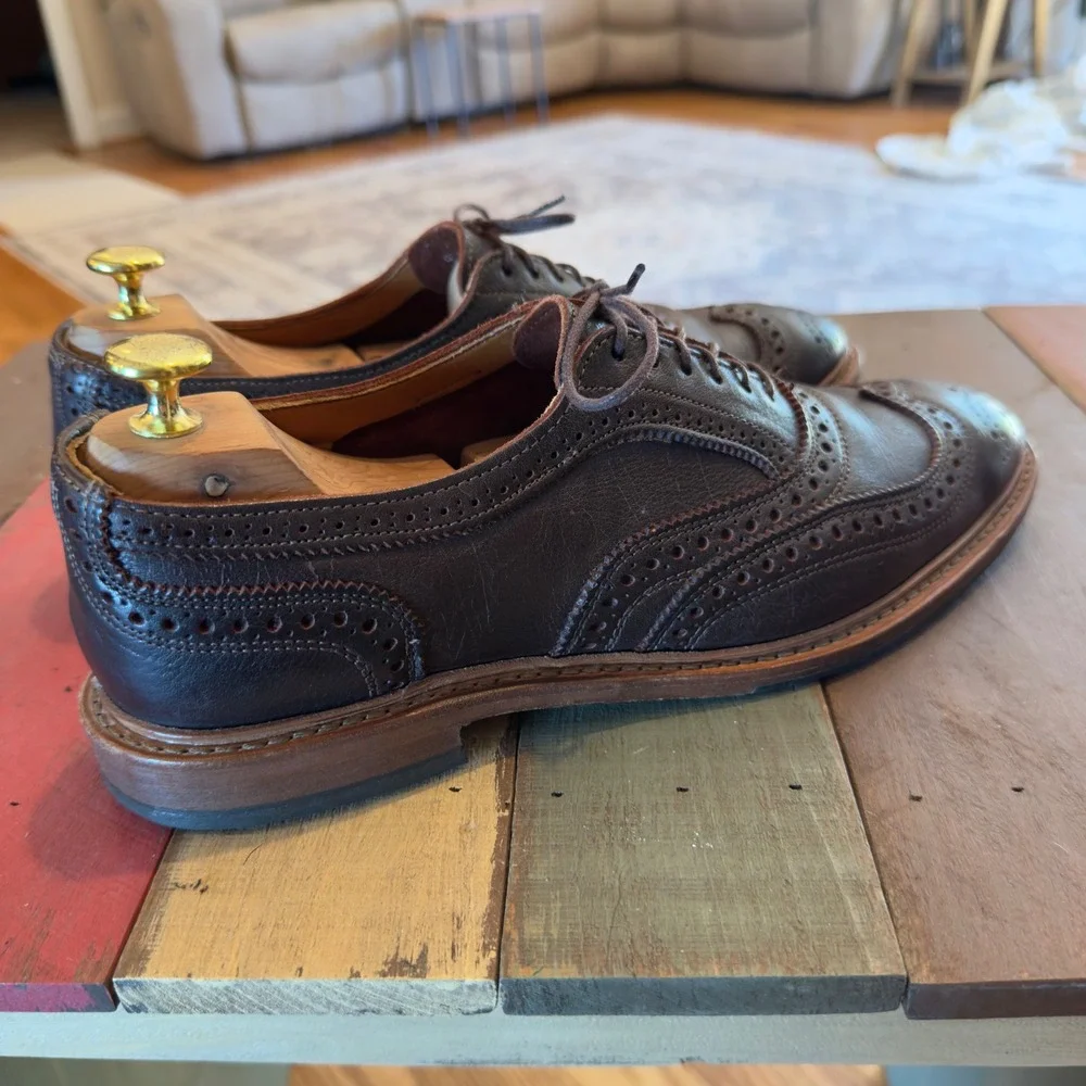 Allen Edmonds‎ Neumok 2.0 Mens 9.5 D Dark Brown Leather Wingtip Oxford Shoes